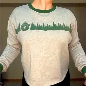 Smokey the Bear Cropped Fleece-lined Sweater